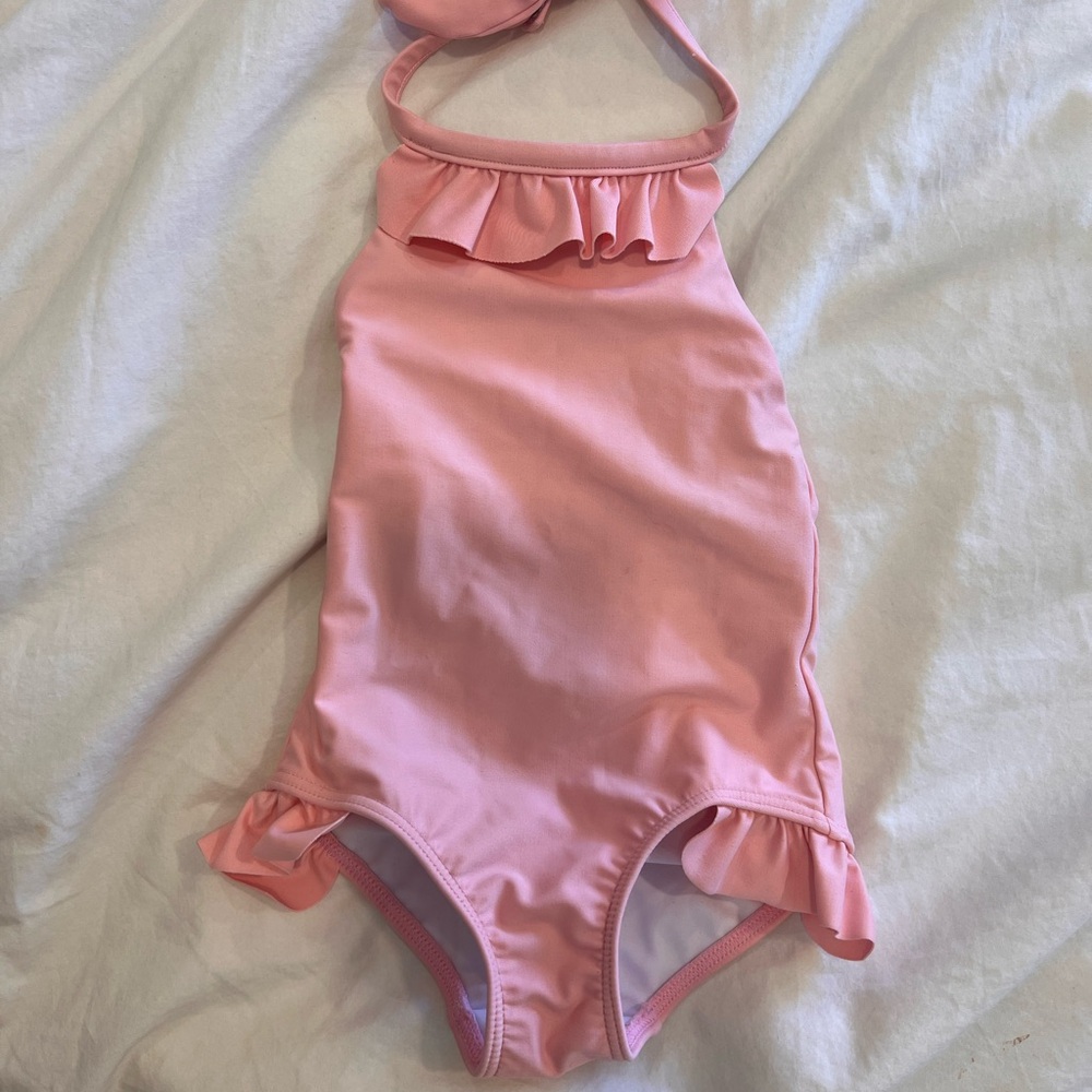 Pink Ruffled Kids Swim One Piece